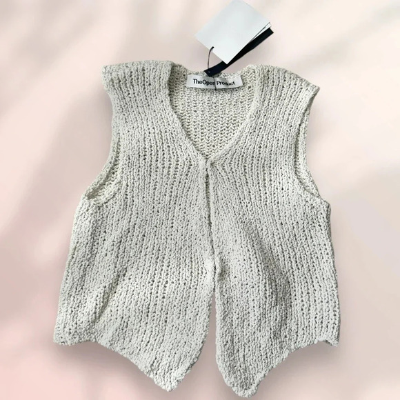 NWT TheOpen Product V NECK KNIT VEST Beige One Size - Picture 8 of 17